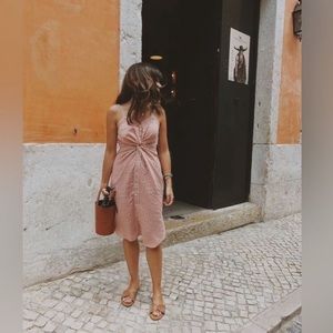 Orange gingham midi dress Zara